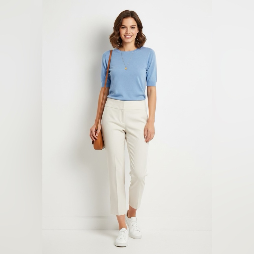 Express Studio Stretch White Ankle Pants
